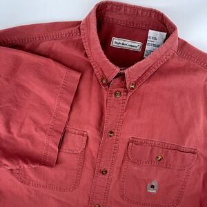 Vintage Bugle Boy Company Mens Large Short Sleeve Button Down Shirt Red Cotton